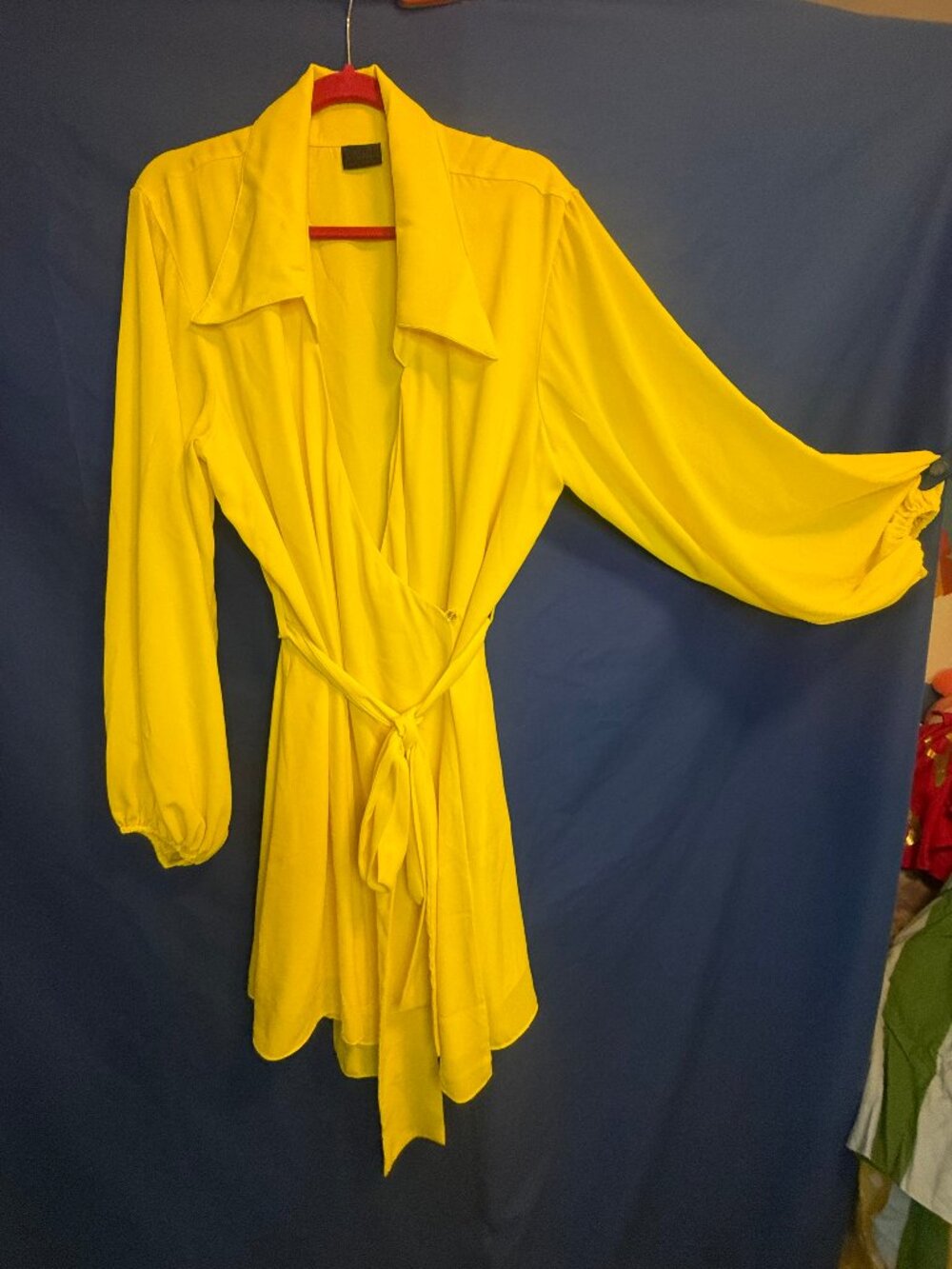 Alpine Butterfly Yellow Dress Long Sleeve Wrap Dress 1XL-2XL